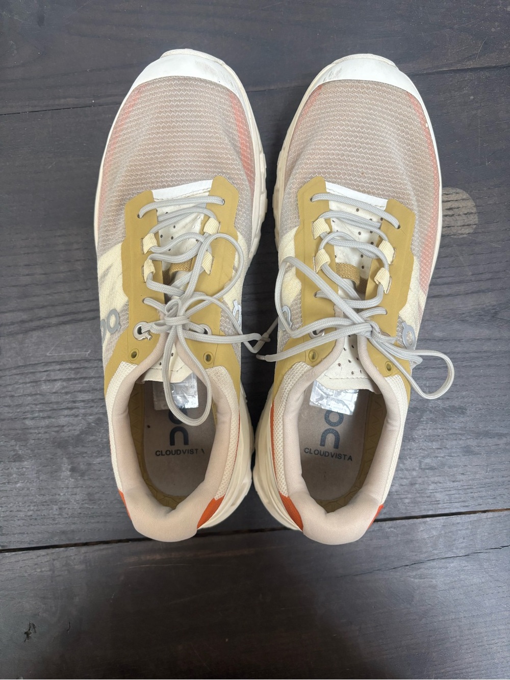 On Cloud cloudvista Women's Sneakers in White, Orange and Gold Accent - Picture 5 of 9